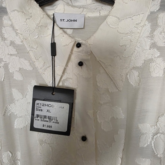 St John Collection XL Floral Shirtdress Fil Coupe Chalk NWT - Picture 13 of 15